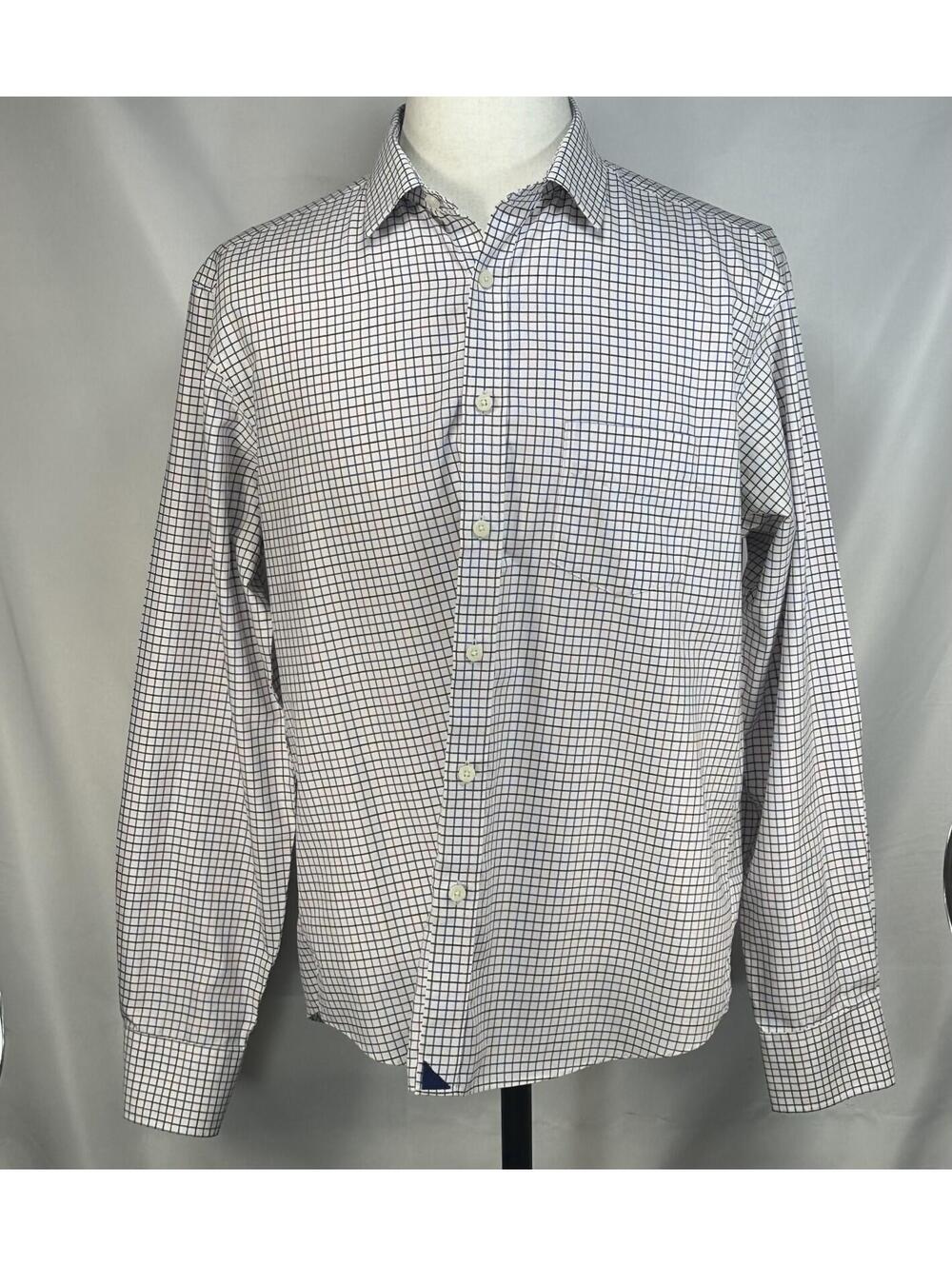 Untuckit Wrinkle Free Cotton Check Button Up Blue/Red Mens L